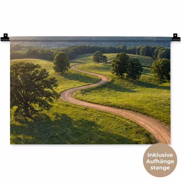 Weg - Weide - Natuur - Groen Wandkleed katoen klein -t3d_DE