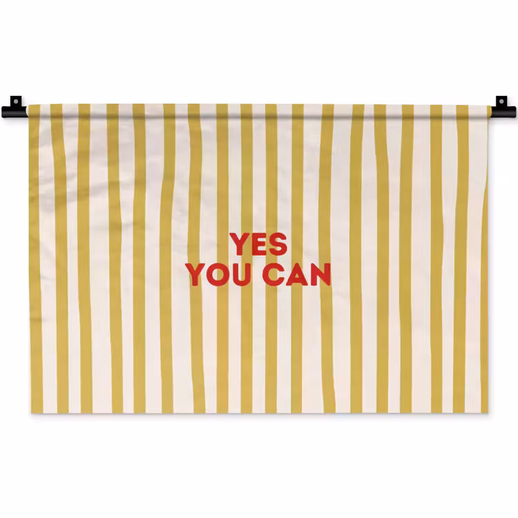Strepen - Abstract - Yes you can - Rood Wandkleed katoen klein -zz3d