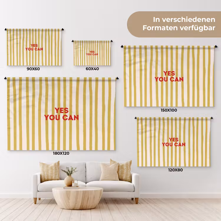 Strepen - Abstract - Yes you can - Rood Wandkleed katoen klein -tsfeer8_DE