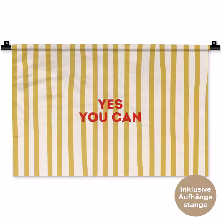 Strepen - Abstract - Yes you can - Rood Wandkleed katoen klein -t3d_DE
