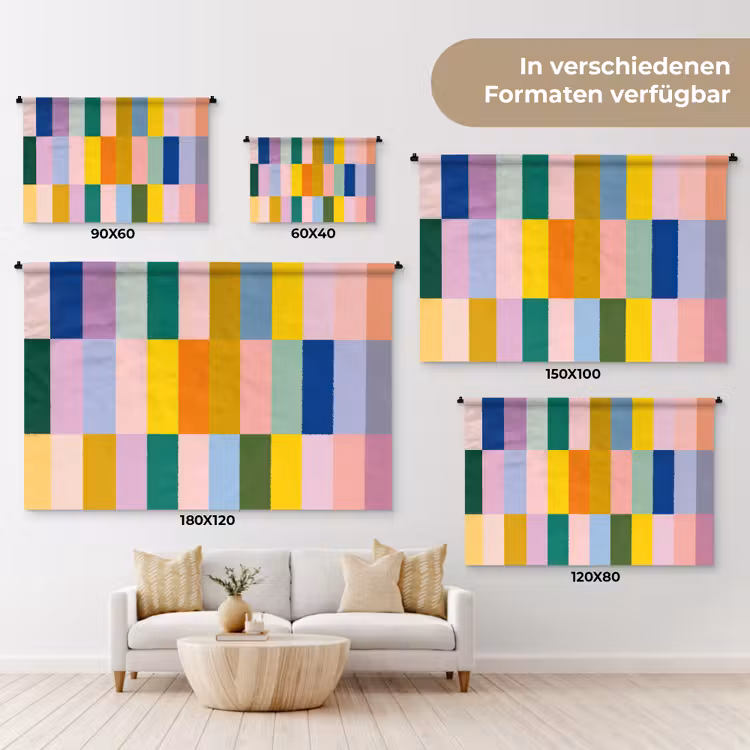 Stroken - Blauw - Patroon - Abstract Wandkleed katoen klein -tsfeer8_DE