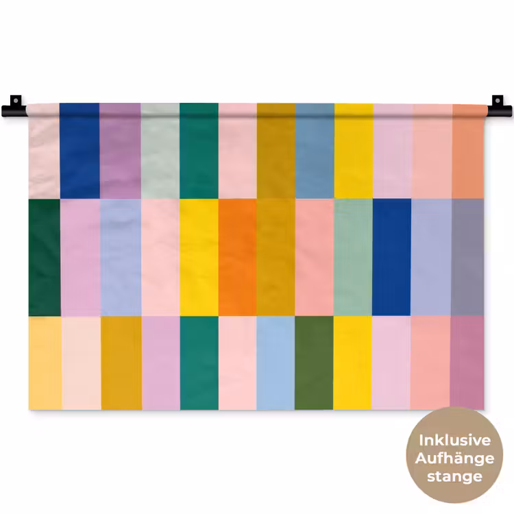 Stroken - Blauw - Patroon - Abstract Wandkleed katoen klein -t3d_DE