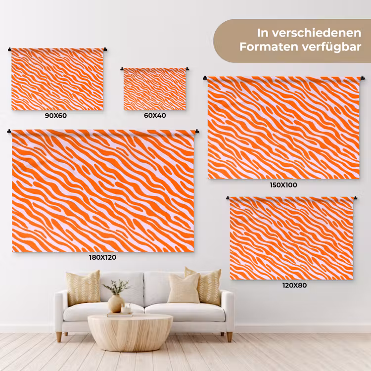 Strepen - Dynamisch - Oranje Wandkleed katoen klein 269 -tsfeer8_DE