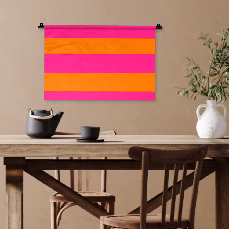 Strepen - Horizontaal - Roze Wandkleed katoen klein 269 -sfeer6