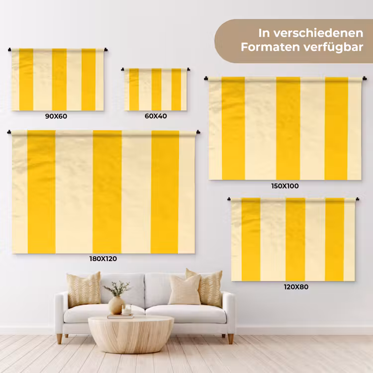 Strepen - Klassiek - Geel Wandkleed katoen klein 269 -tsfeer8_DE