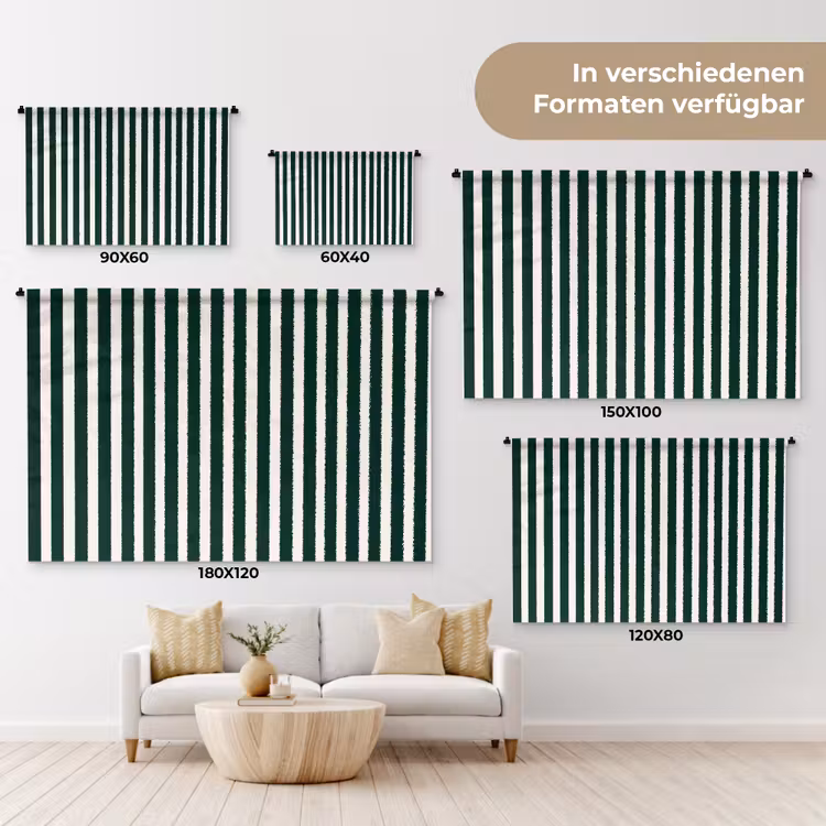 Strepen - Klassiek - Groen Wandkleed katoen klein 269 -tsfeer8_DE