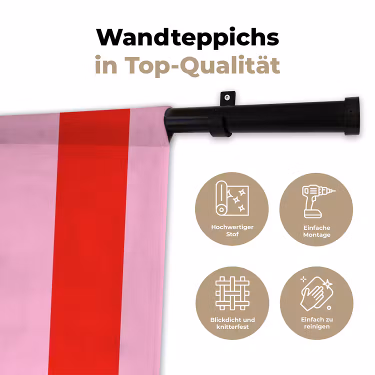 Strepen - Klassiek - Roze Wandkleed katoen klein 269 -tsfeer2_DE