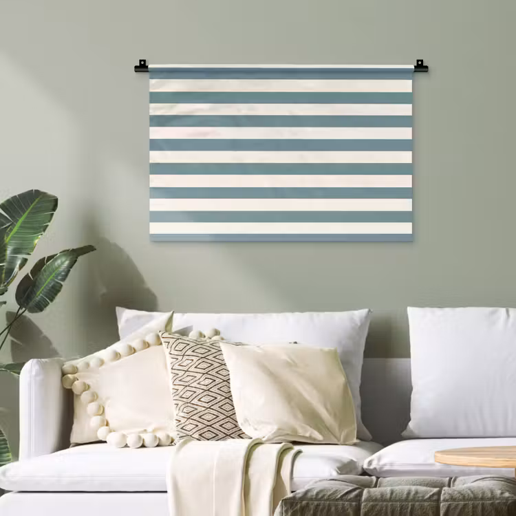Strepen - Modern - Blauw Wandkleed katoen klein 269 -sfeer7