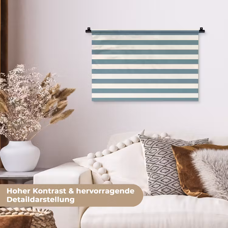 Strepen - Modern - Blauw Wandkleed katoen klein 269 -tsfeer1_DE