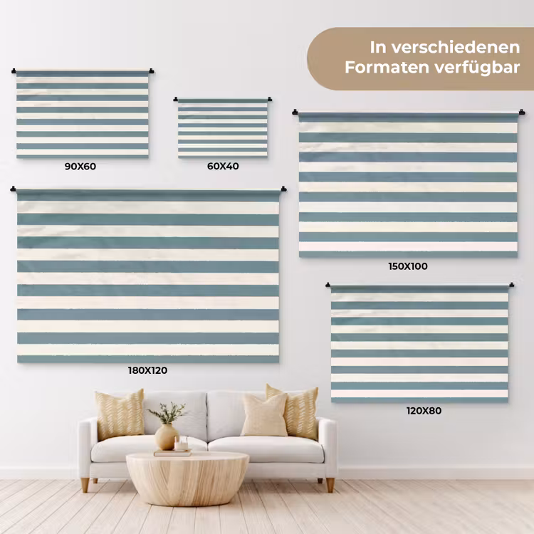 Strepen - Modern - Blauw Wandkleed katoen klein 269 -tsfeer8_DE