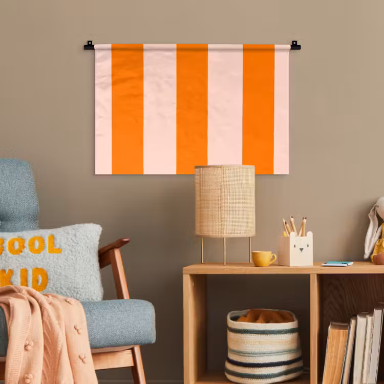 Strepen - Modern - Oranje Wandkleed katoen klein 269 -wsfeer4_kind