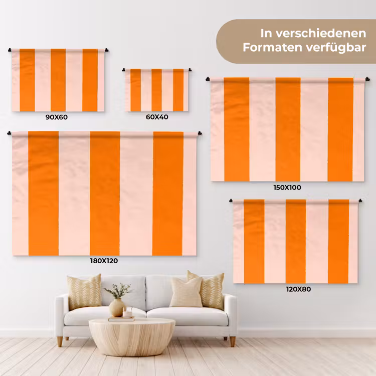Strepen - Modern - Oranje Wandkleed katoen klein 269 -tsfeer8_DE