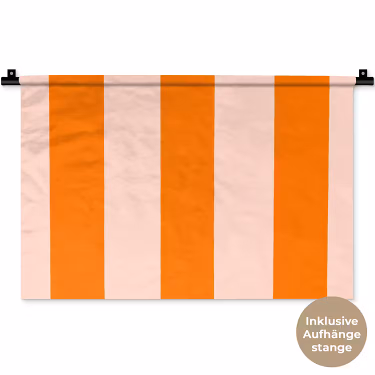 Strepen - Modern - Oranje Wandkleed katoen klein 269 -t3d_DE
