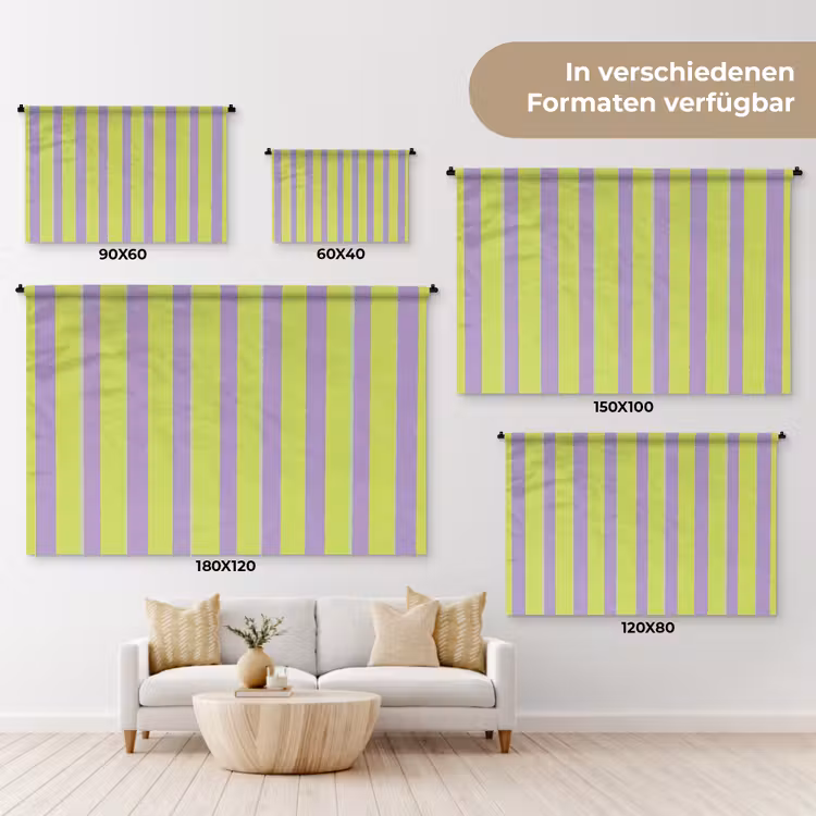 Strepen - Patroon - Groen Wandkleed katoen klein 269 -tsfeer8_DE