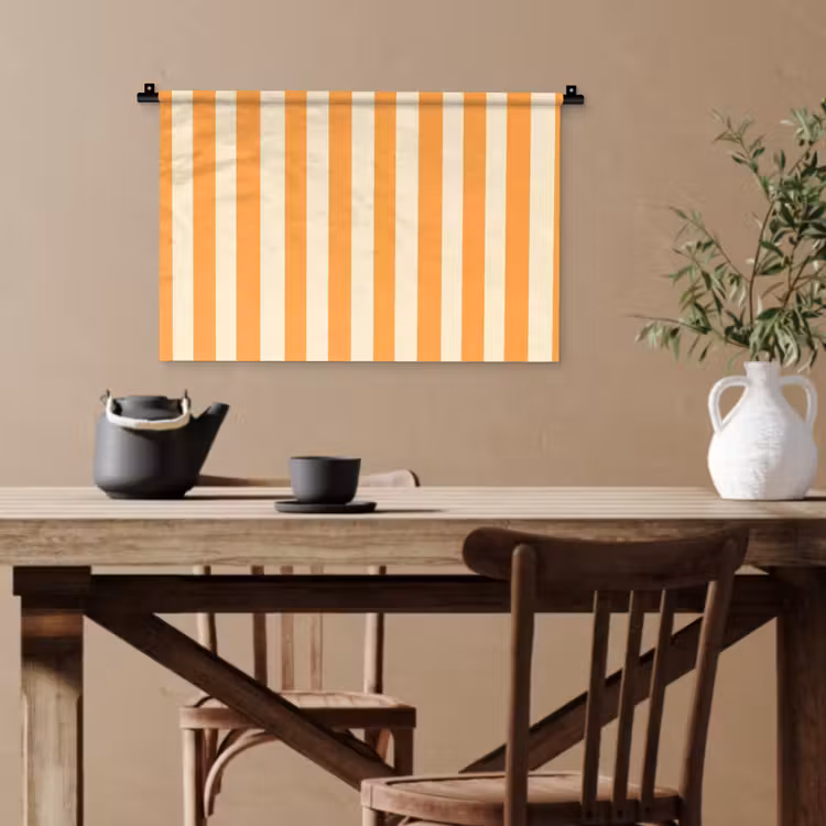Strepen - Patroon - Oranje Wandkleed katoen klein 269 -sfeer6
