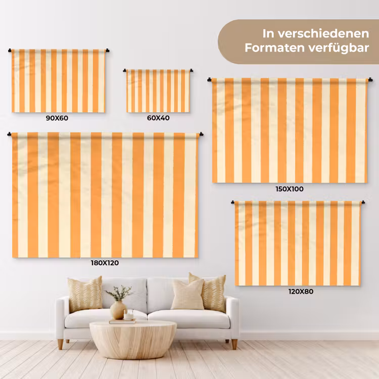 Strepen - Patroon - Oranje Wandkleed katoen klein 269 -tsfeer8_DE