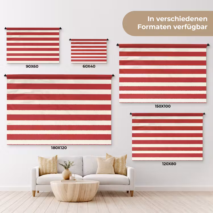 Strepen - Patroon - Rood Wandkleed katoen klein 269 -tsfeer8_DE