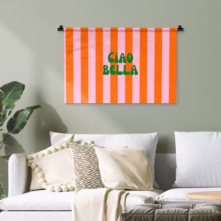 Strepen - Oranje - Verticaal - Ciao bella Wandkleed katoen klein -sfeer7