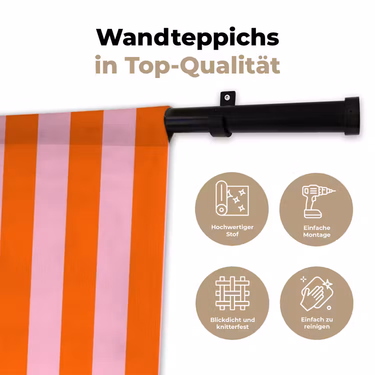 Strepen - Oranje - Verticaal - Ciao bella Wandkleed katoen klein -tsfeer2_DE