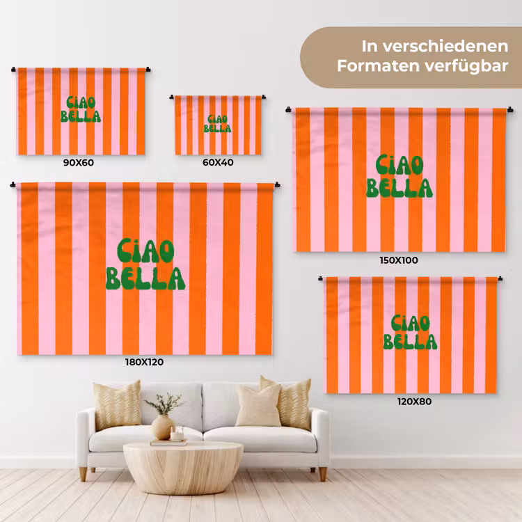 Strepen - Oranje - Verticaal - Ciao bella Wandkleed katoen klein -tsfeer8_DE
