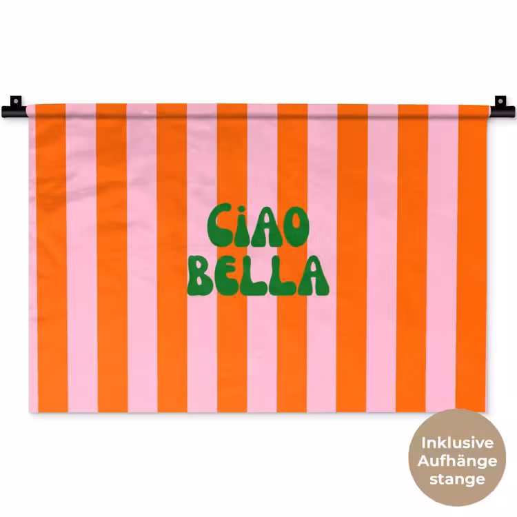 Strepen - Oranje - Verticaal - Ciao bella Wandkleed katoen klein -t3d_DE
