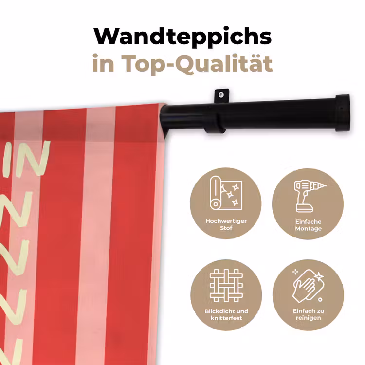 Strepen - Rood - Try again Wandkleed katoen klein -tsfeer2_DE