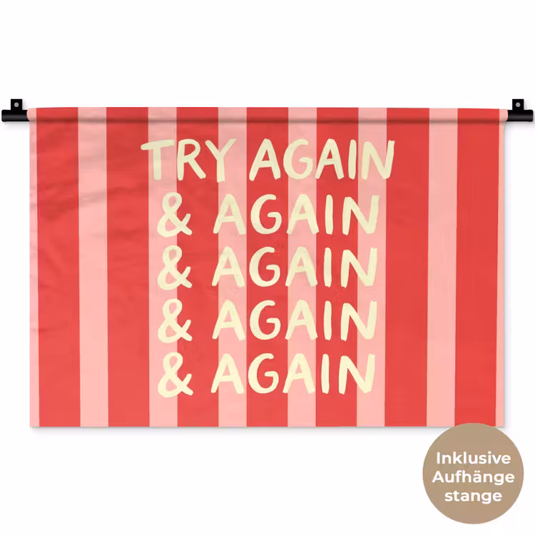 Strepen - Rood - Try again Wandkleed katoen klein -t3d_DE