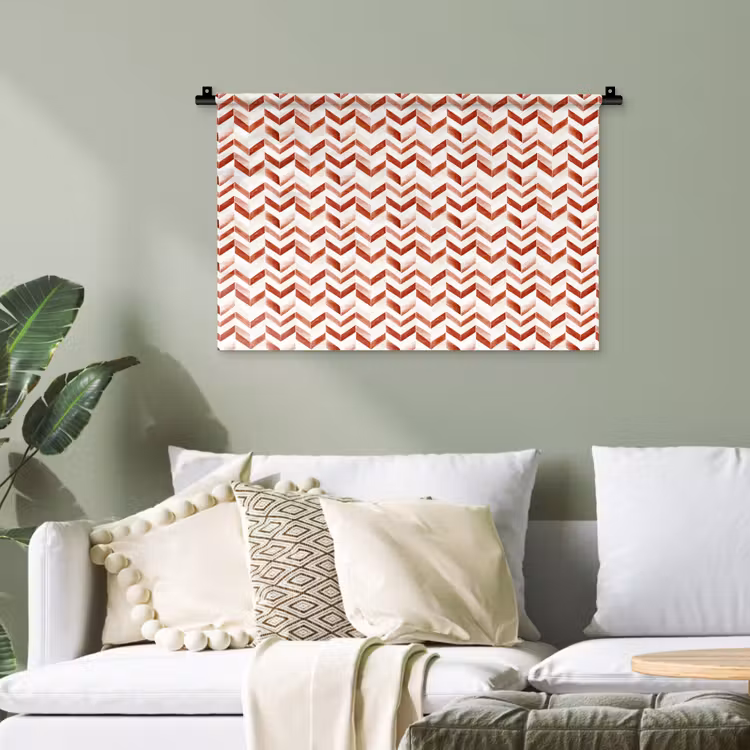 Strepen - Rood - Wit - Patroon Wandkleed katoen klein 269 -sfeer7