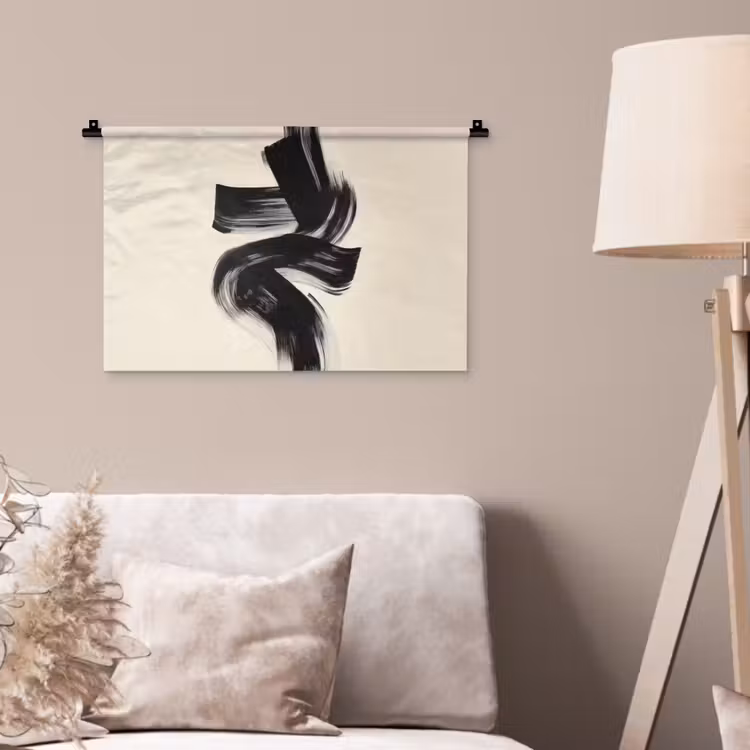 Strepen - Zwart - Abstract Wandkleed katoen klein -sfeer4