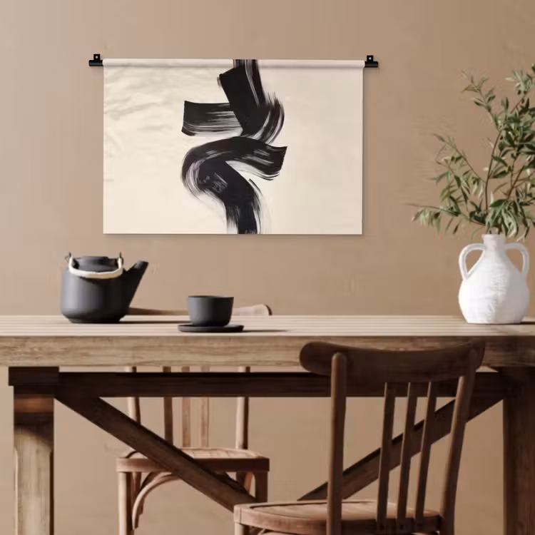 Strepen - Zwart - Abstract Wandkleed katoen klein -sfeer6