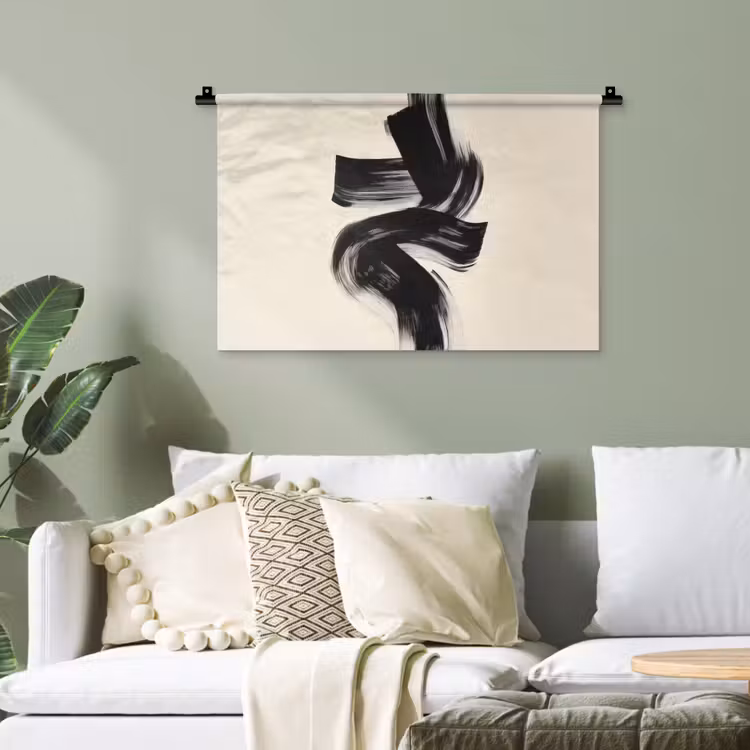 Strepen - Zwart - Abstract Wandkleed katoen klein -sfeer7
