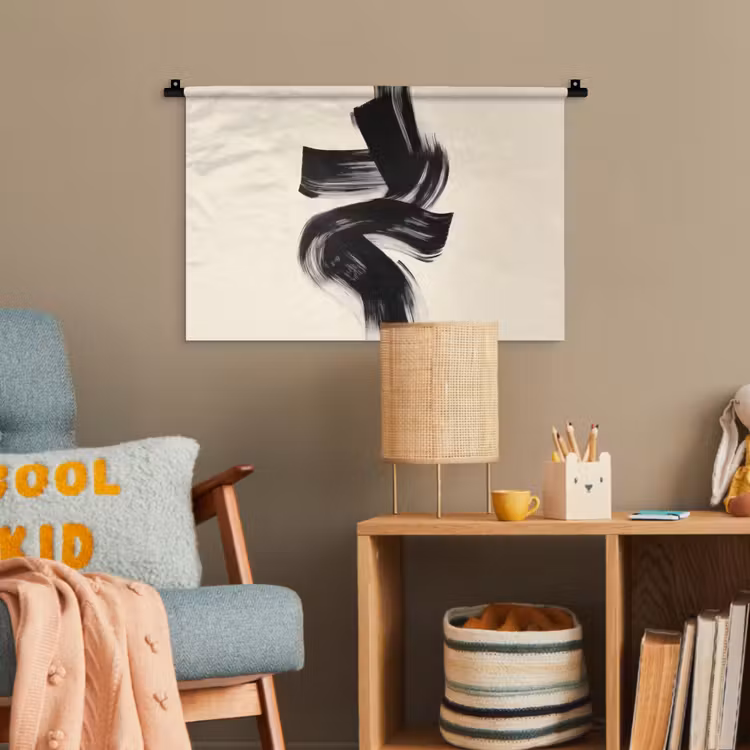 Strepen - Zwart - Abstract Wandkleed katoen klein -wsfeer4_kind