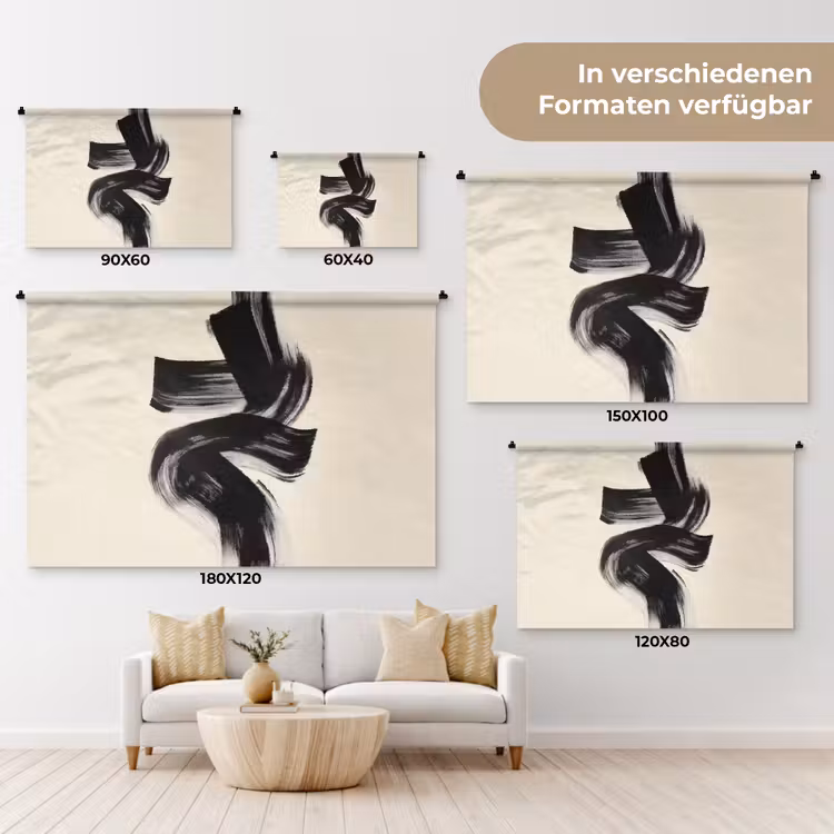 Strepen - Zwart - Abstract Wandkleed katoen klein -tsfeer8_DE