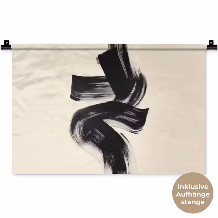 Strepen - Zwart - Abstract Wandkleed katoen klein -t3d_DE
