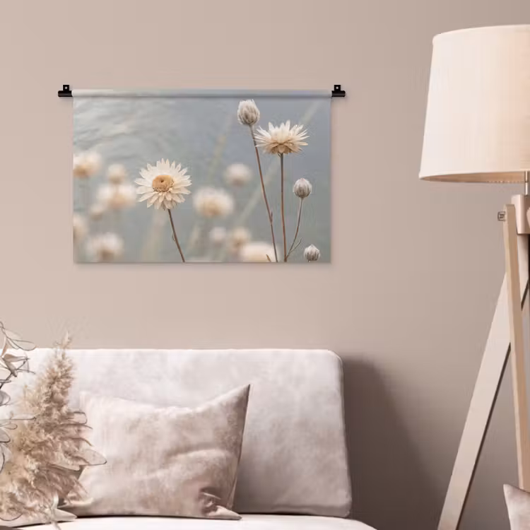 Strobloemen - Wit - Daglicht Wandkleed katoen klein -sfeer4