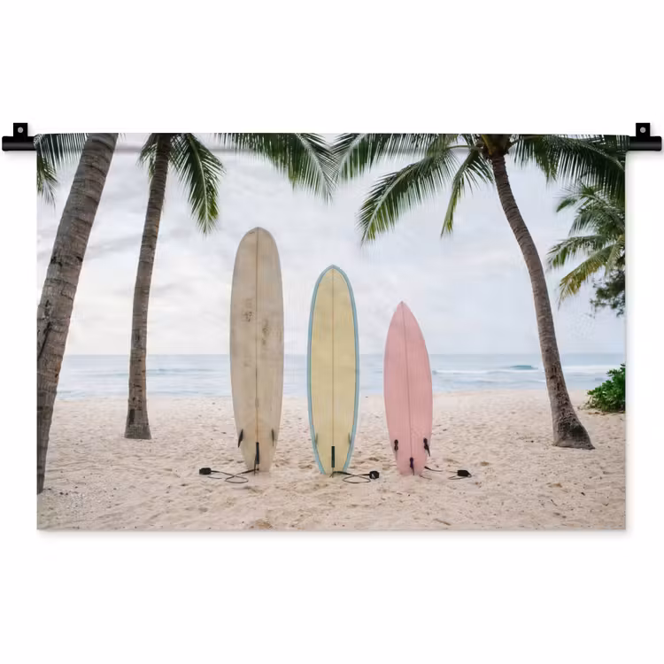 Surfboard - Palmbomen - Kleurrijk Wandkleed katoen klein -zz3d