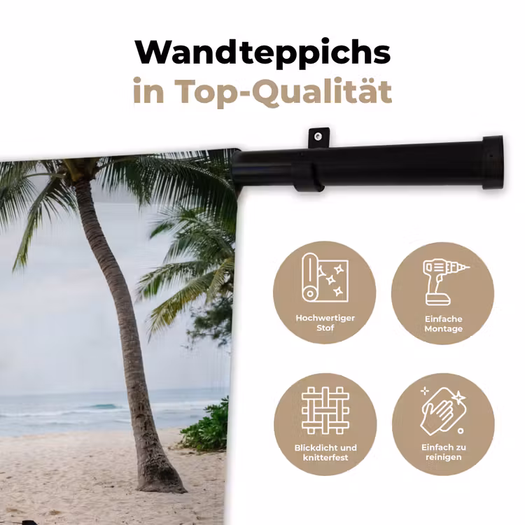 Surfboard - Palmbomen - Kleurrijk Wandkleed katoen klein -tsfeer2_DE
