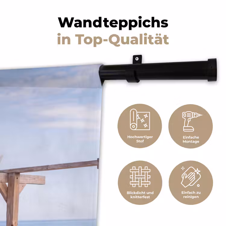 Surfplank - Strand - Zomer - Blauw - Water Wandkleed katoen klein -tsfeer2_DE