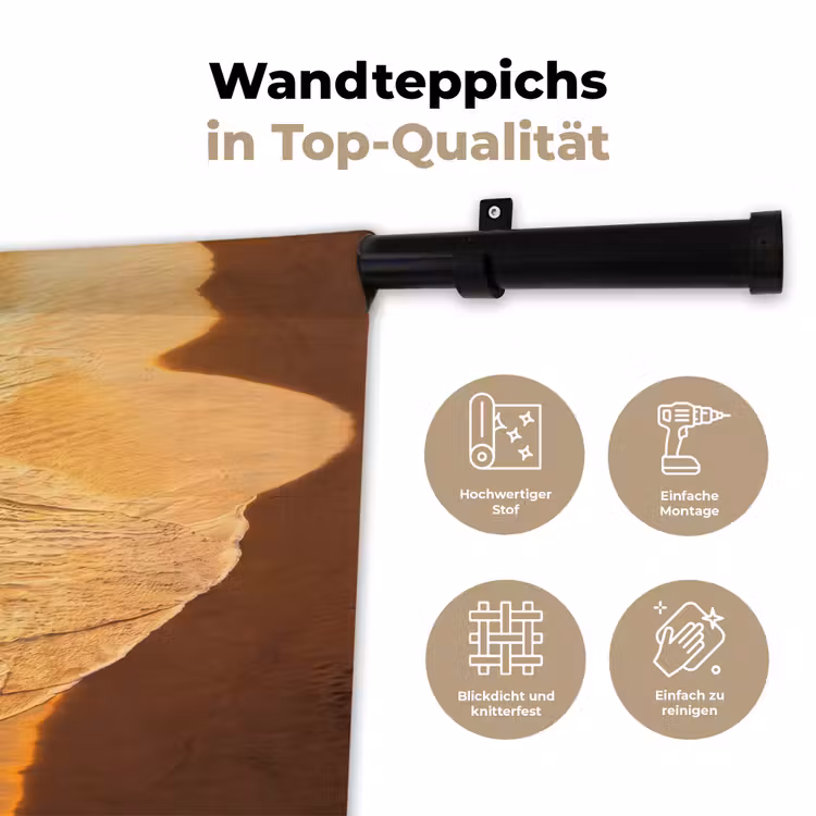 Surfer - Strand - Zonsondergang - Oceaan - Goud Wandkleed katoen klein -tsfeer2_DE