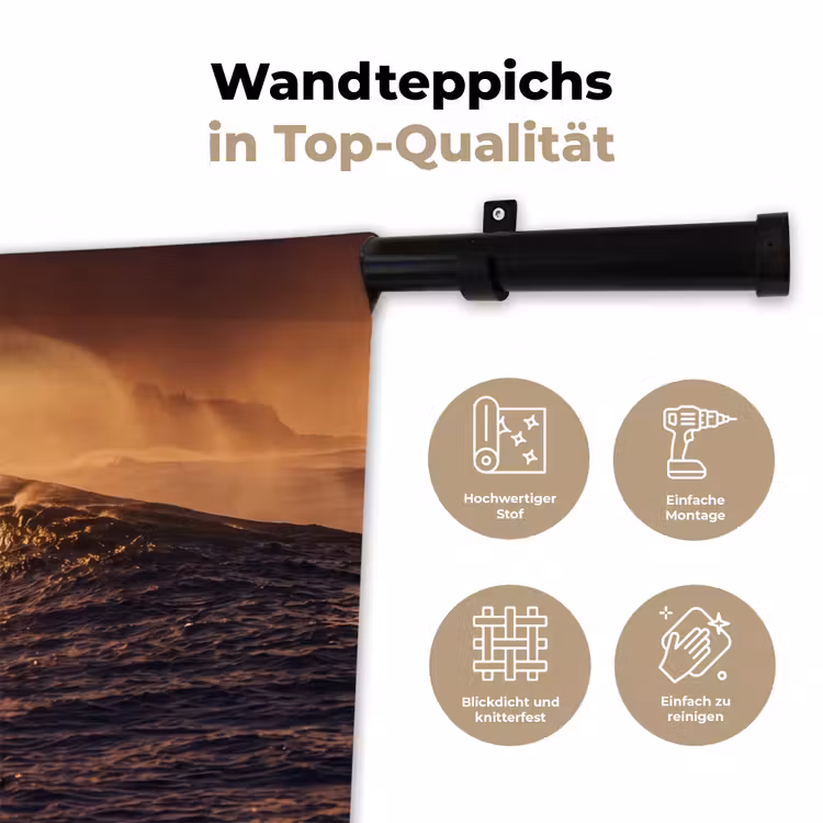 Surfer - Golf - Oceaan - Sport - Oranje Wandkleed katoen klein -tsfeer2_DE