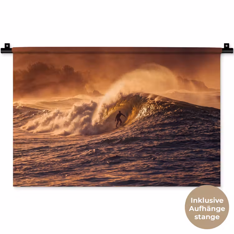 Surfer - Golf - Oceaan - Sport - Oranje Wandkleed katoen klein -t3d_DE