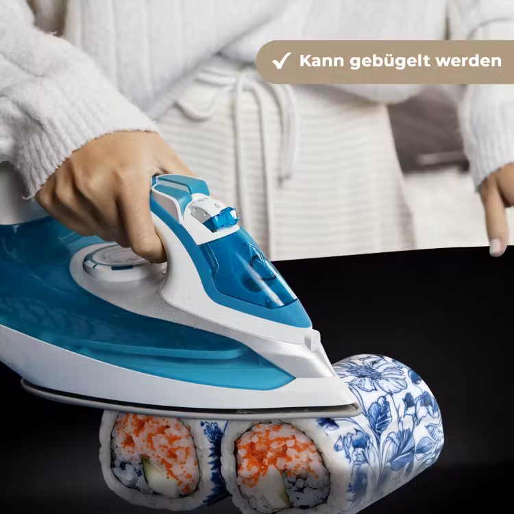 Sushi - Delfts blauw - Rijst - Vis - Elegant Wandkleed katoen klein -tsfeer9_DE