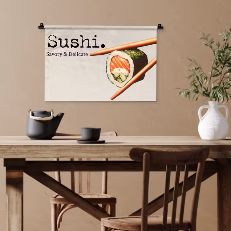 Sushi - Zalm - Rijst - Japans Wandkleed katoen klein -sfeer6
