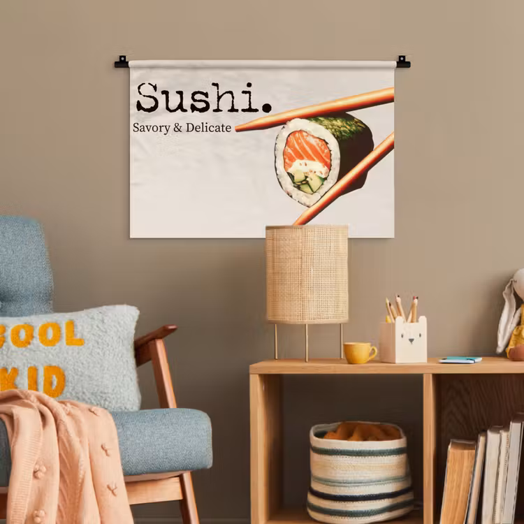 Sushi - Zalm - Rijst - Japans Wandkleed katoen klein -wsfeer4_kind
