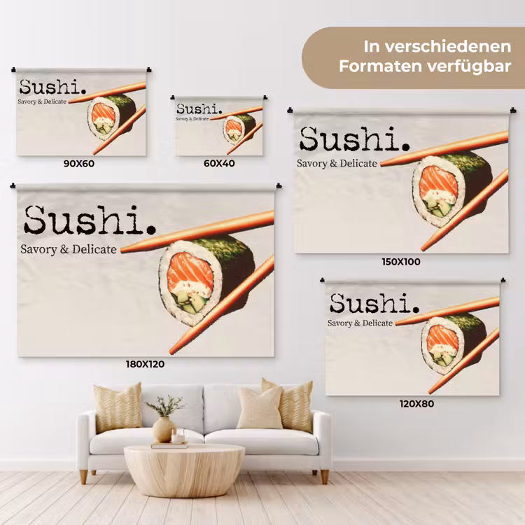 Sushi - Zalm - Rijst - Japans Wandkleed katoen klein -tsfeer8_DE
