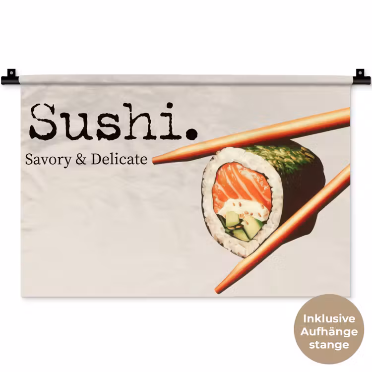 Sushi - Zalm - Rijst - Japans Wandkleed katoen klein -t3d_DE