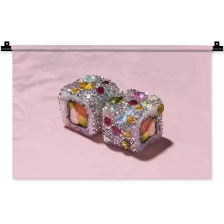 Sushi - Rolletjes - Steentjes - Kleurrijk Wandkleed katoen klein -zz3d