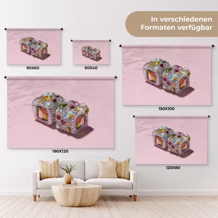 Sushi - Rolletjes - Steentjes - Kleurrijk Wandkleed katoen klein -tsfeer8_DE