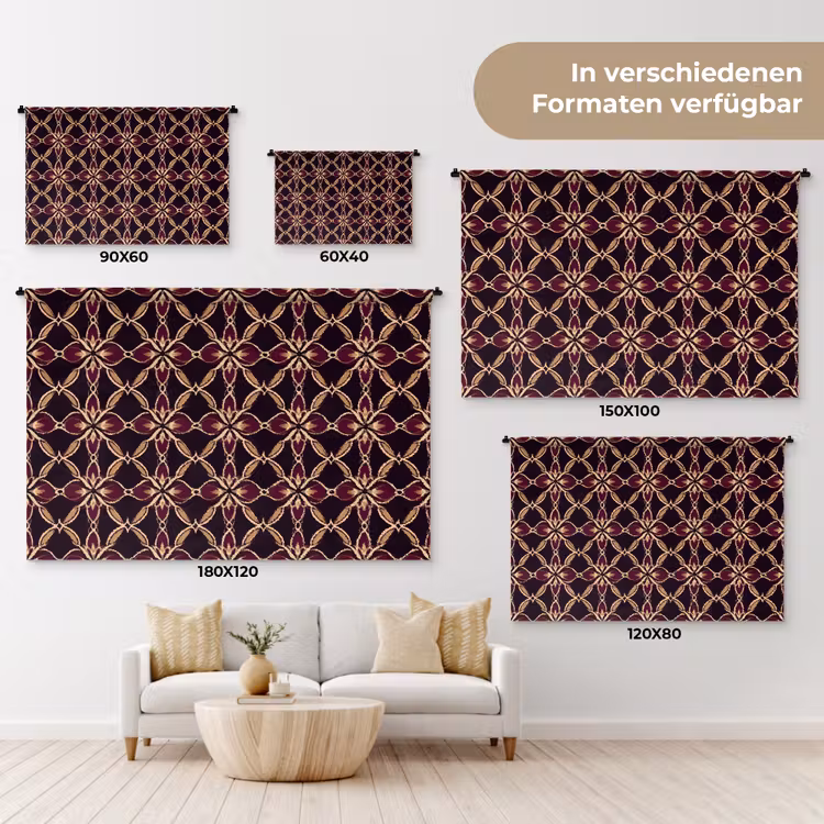 Symmetrisch - Tegel - Burgundy Wandkleed katoen klein 269 -tsfeer8_DE