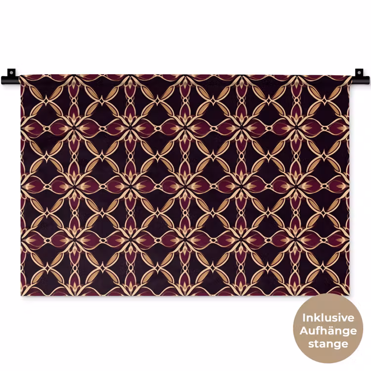 Symmetrisch - Tegel - Burgundy Wandkleed katoen klein 269 -t3d_DE